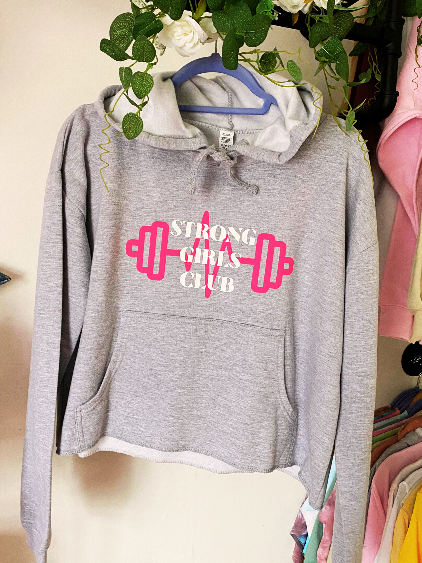 Strong Girls Club Cropped Hoodie - Grey | LAST ONE REDUCED