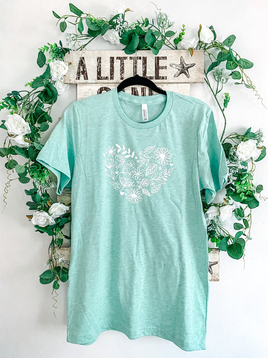 Flower Heart T-Shirt - Mint | SOLD OUT