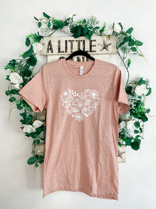 Flower Heart T-Shirt - Peach | SOLD OUT