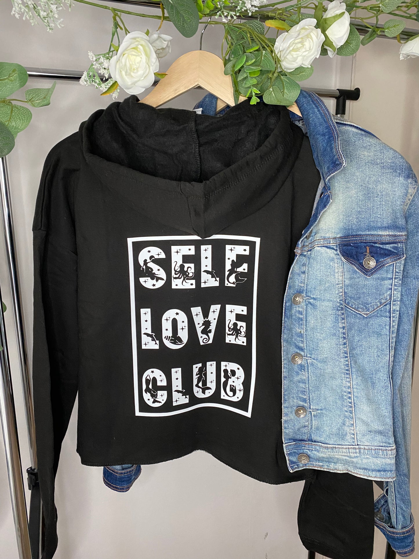 Self Love Club Black Crop Hoody