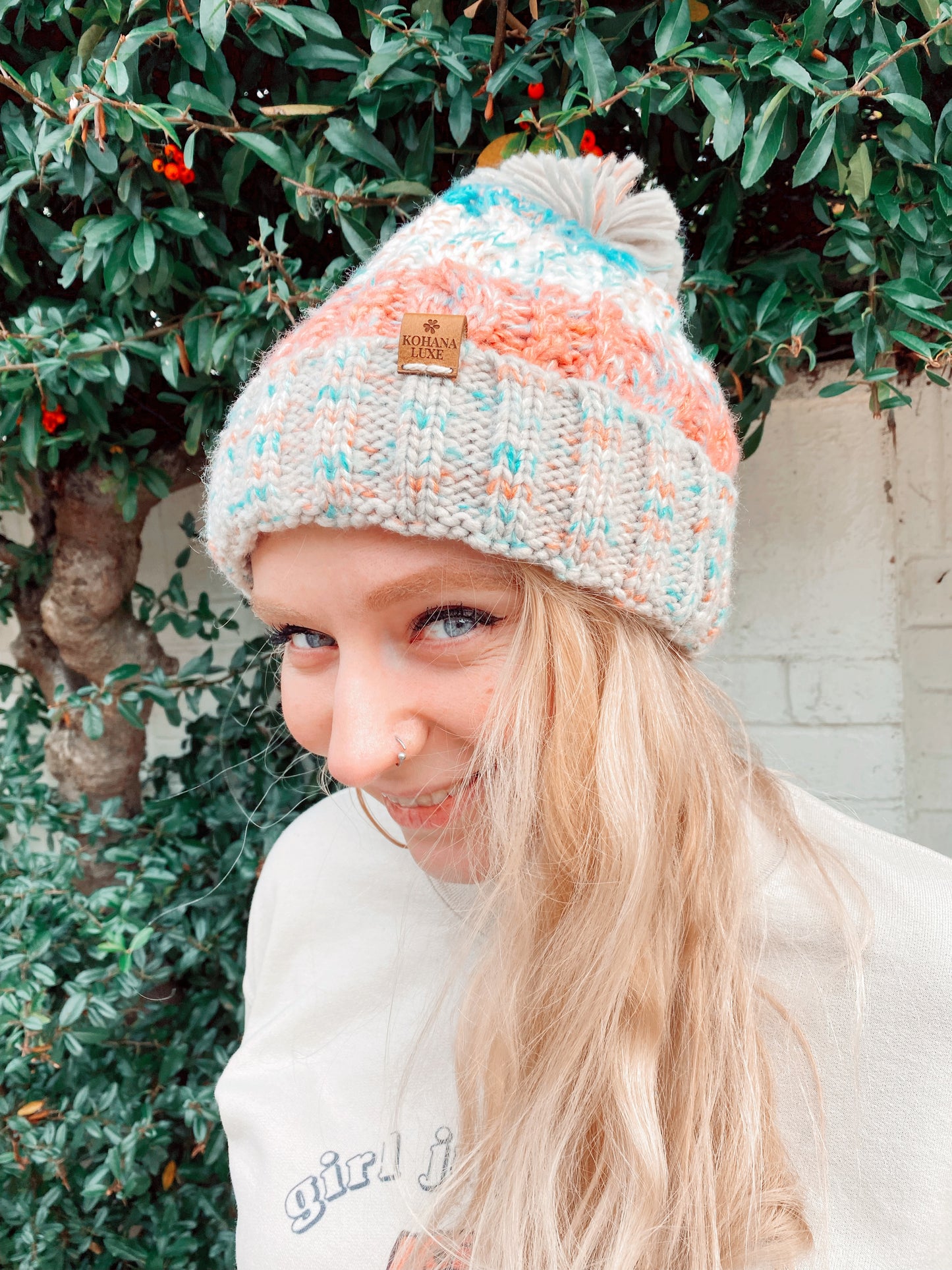 Women’s Corkscrew Pom Pom Beanie